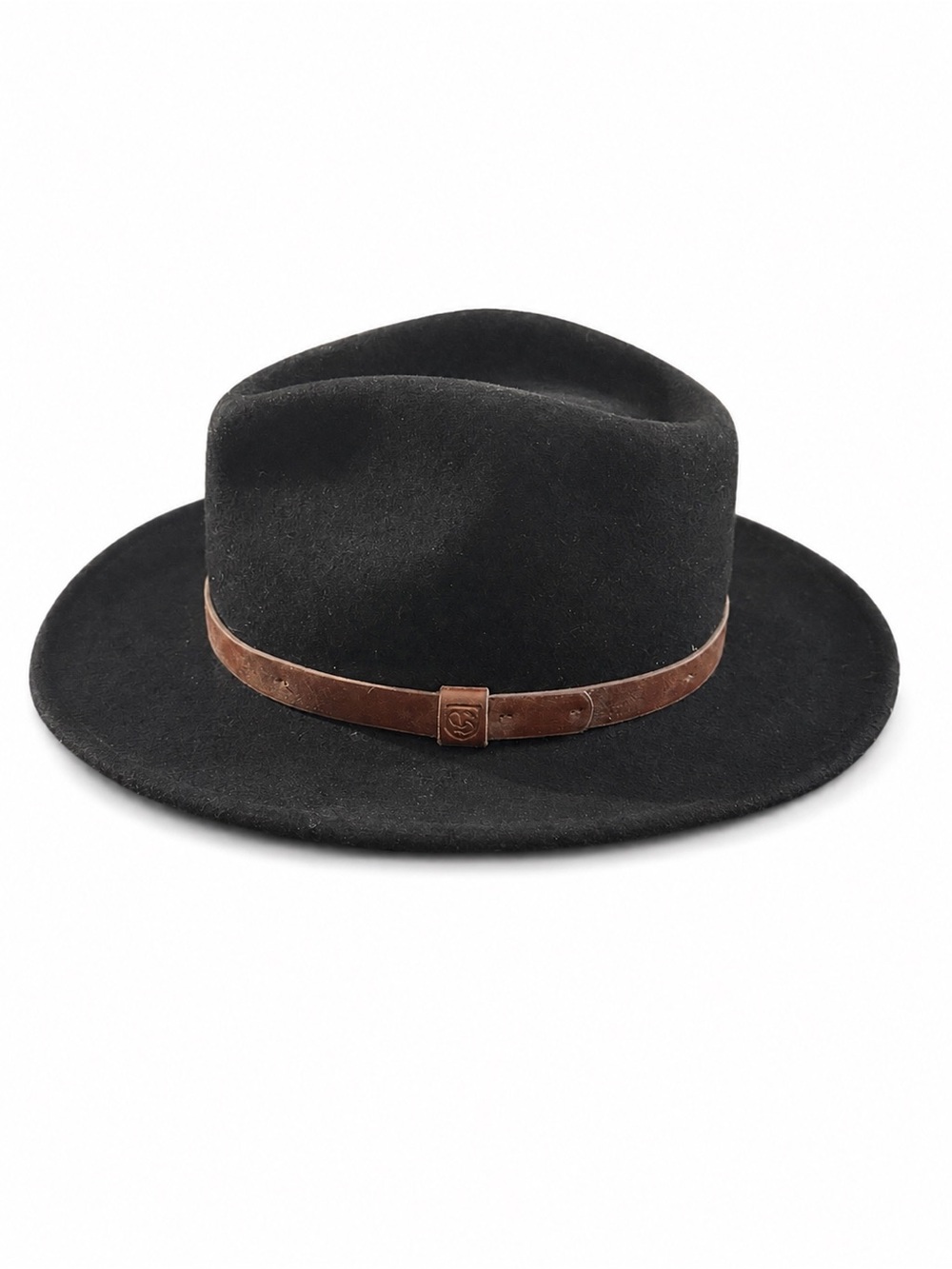 Brixton Black Wool Fedora with Gold Logo